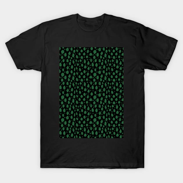 Black and Green Spot Dalmatian Pattern T-Shirt by Juliewdesigns